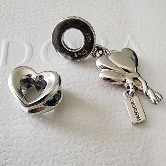 Happy Bday Balloon Dangle Charm and PANDORA Radiant Open Heart Charm bundle - Picture 7 of 7
